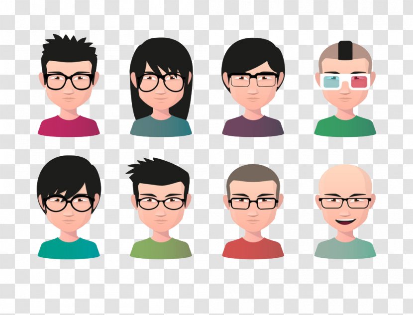 Avatar Hairstyle Illustration - Flower - Young Men And Women Wearing Glasses Transparent PNG