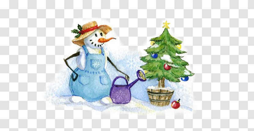 Christmas Tree Day Post Cards Card Gift - Gardening - Watercolor Snowman Transparent PNG