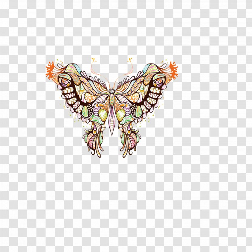 Butterfly Drawing Motif Transparent PNG