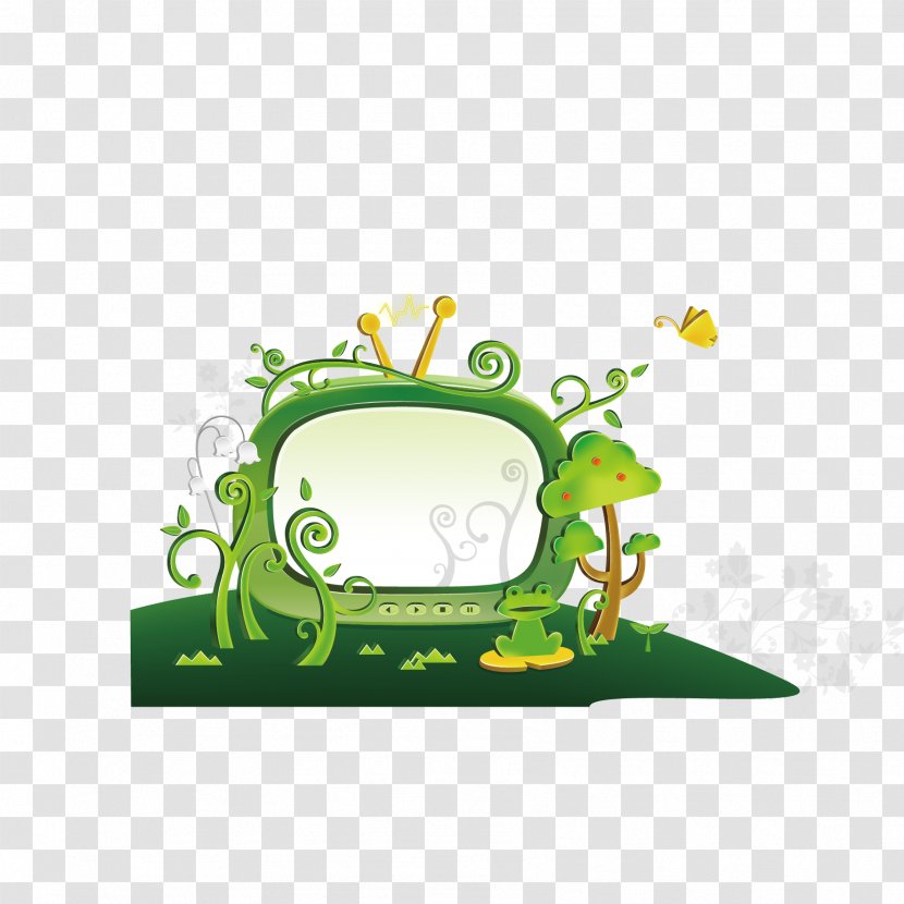 Cartoon Television Illustration - Brand - Vector Green Plants And Tv Transparent PNG