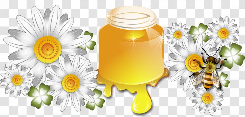 Glass Bottle Floral Design Cut Flowers - Flora - Honey Transparent PNG