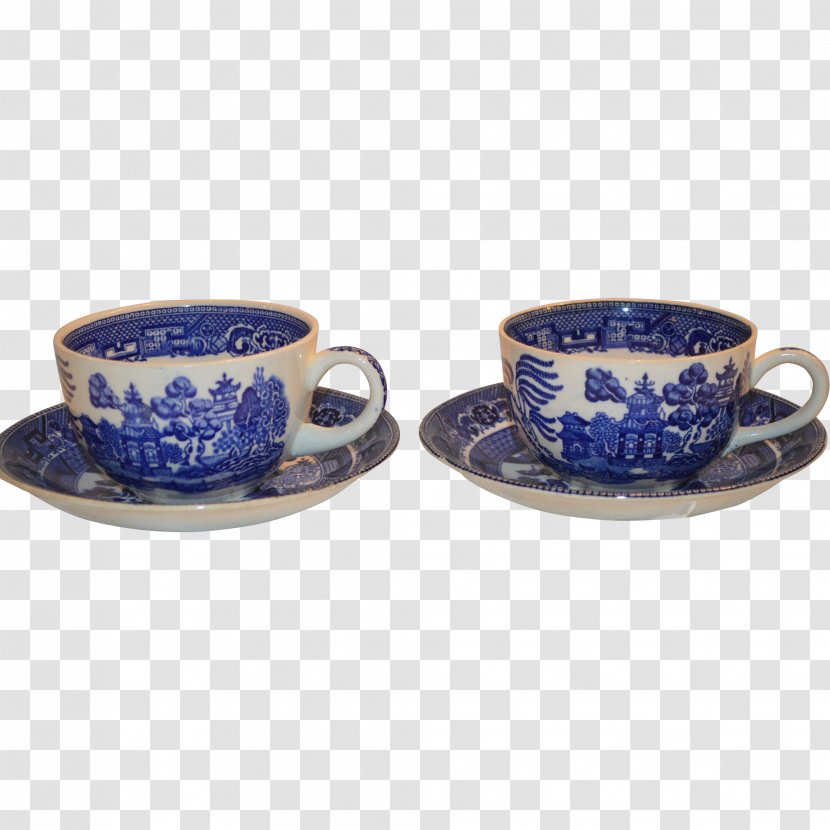 Coffee Cup Saucer Ceramic Willow Pattern Plate - Dinnerware Set - Pottery Transparent PNG