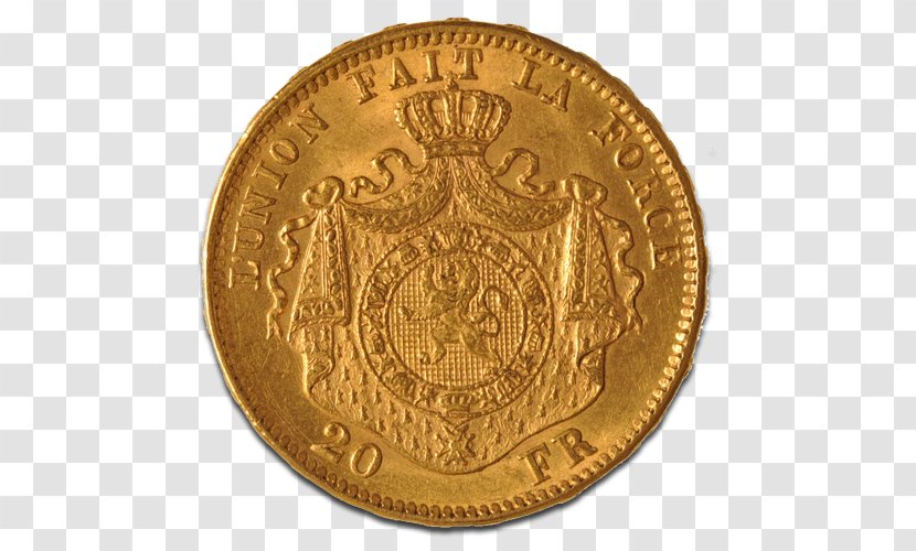 Gold Coin Belgian Franc - Metal Transparent PNG