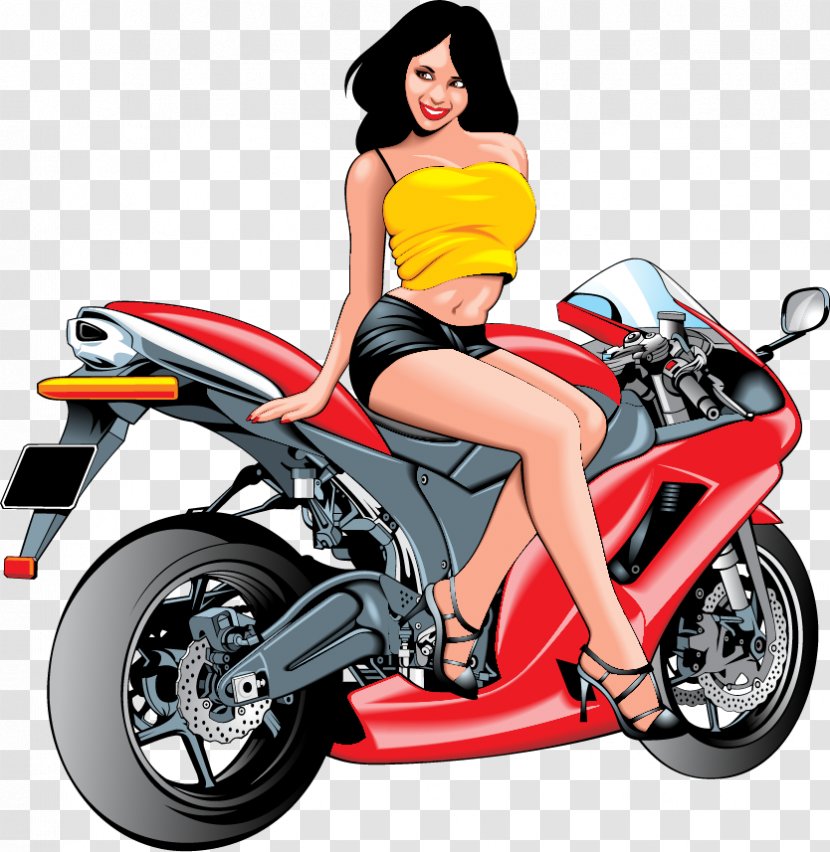 Custom Motorcycle Clip Art - Betty Boop - Vector Beautiful Hand-painted Transparent PNG