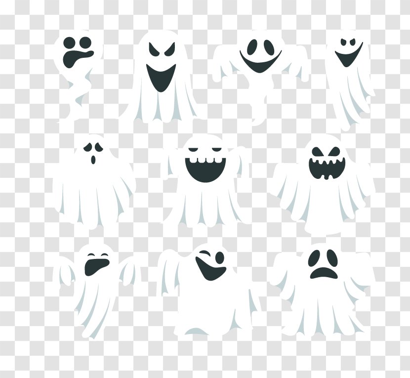 Halloween Ghost Vector White - Frame - Watercolor Transparent PNG