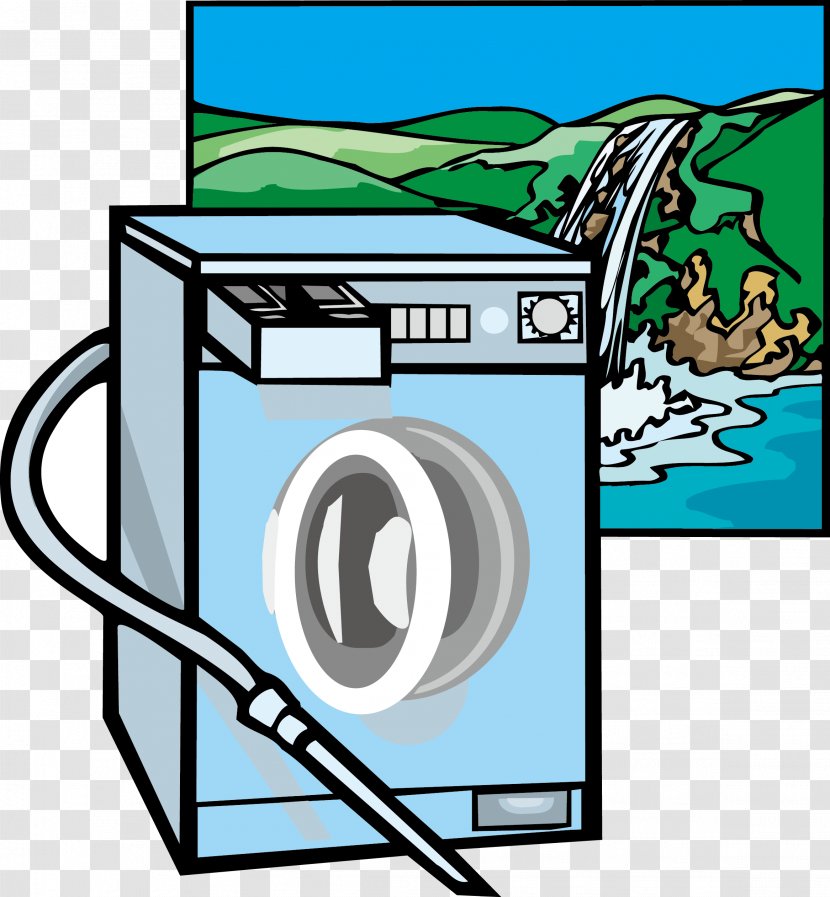 Washing Machine Home Appliance Electricity - Blue Cartoon Transparent PNG