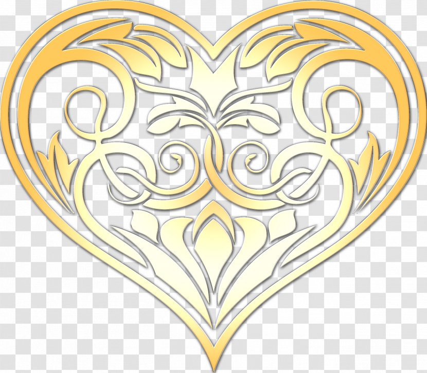 Line Art Visual Arts Drawing - Flower - Gold Heart Transparent PNG