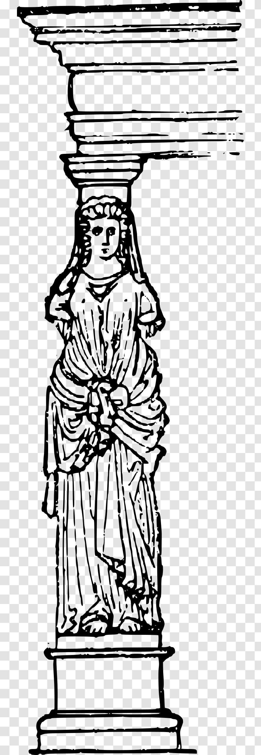 Line Art Drawing Caryatid Architecture - White - Column Transparent PNG