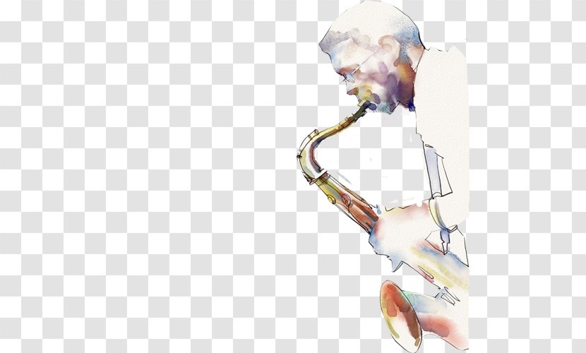 Jazz Saxophone Painting Art Painter - Flower - Man Hand Transparent PNG