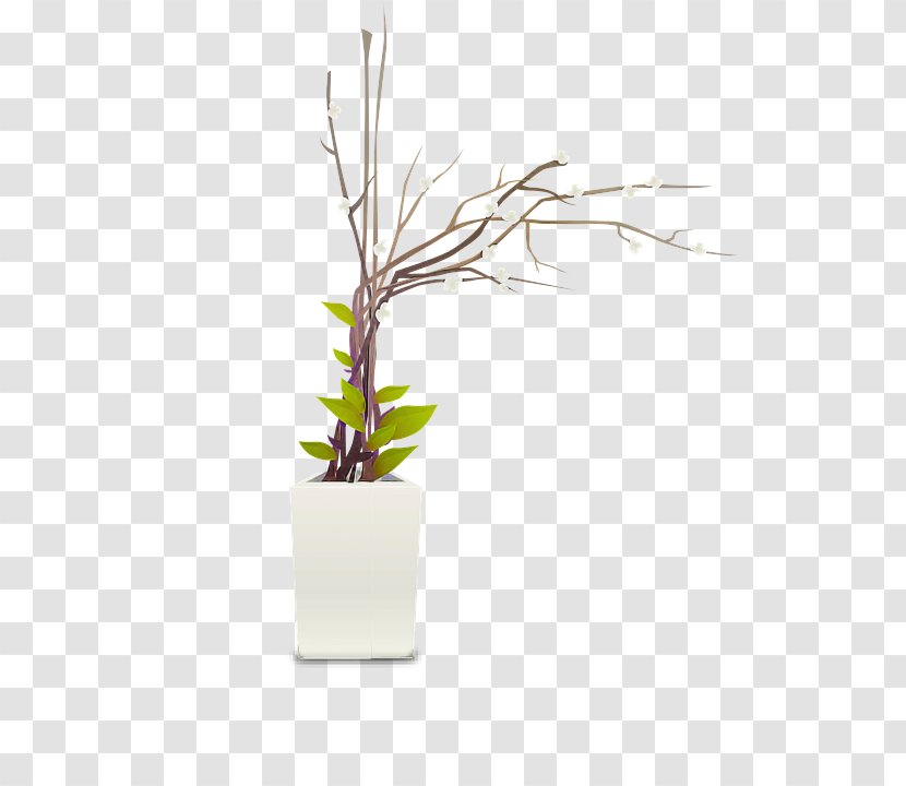 Flowerpot Twig Branch Flower Plant - Ikebana Tree Transparent PNG