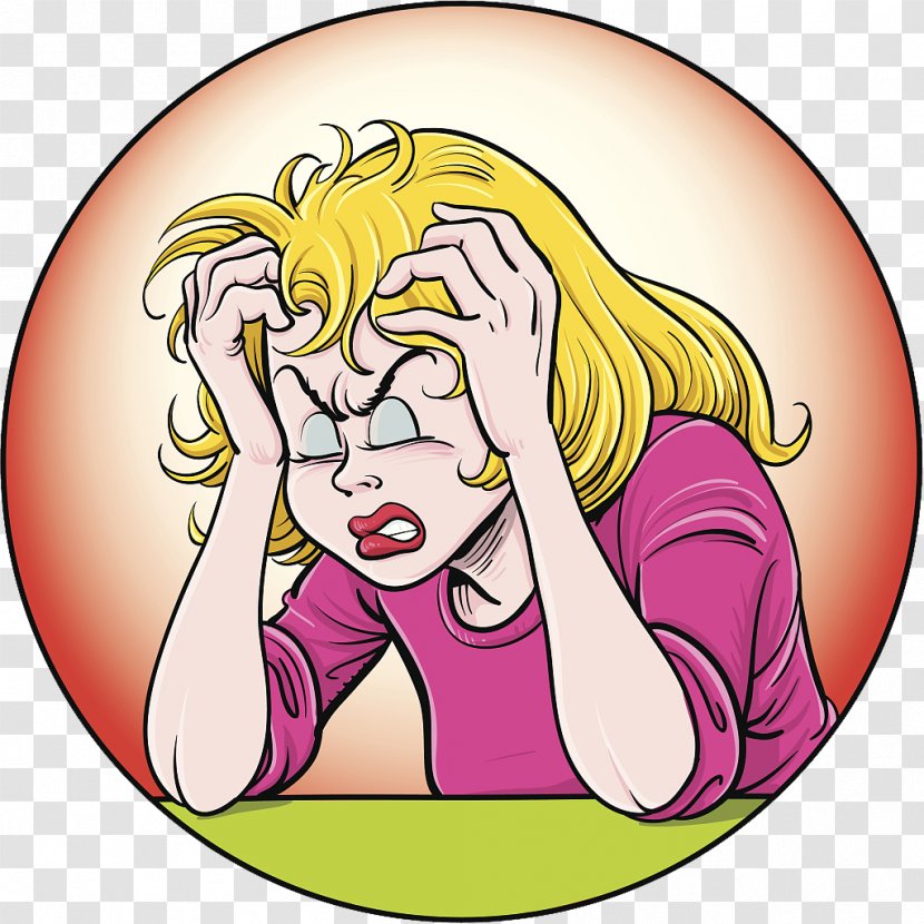 Headache Pain Disease Symptom Illustration - Heart - The Was So Painful That She Grabbed Her Hair Transparent PNG