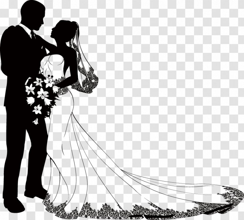 Bridegroom Wedding Marriage Drawing - Bride And Groom Silhouette Transparent PNG