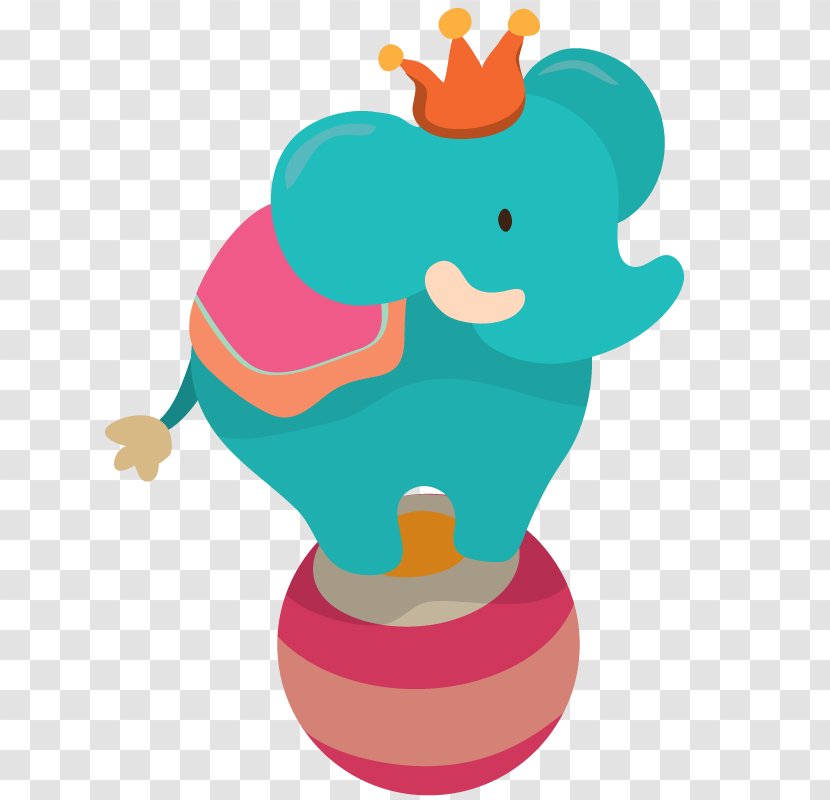 Circus Elephant Clown Watercolor Painting - Equilibristics - Blue Show On The Ball Transparent PNG