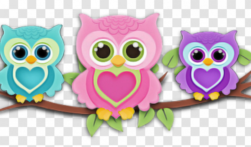 Owl Pink Cartoon Purple Bird Of Prey Transparent PNG