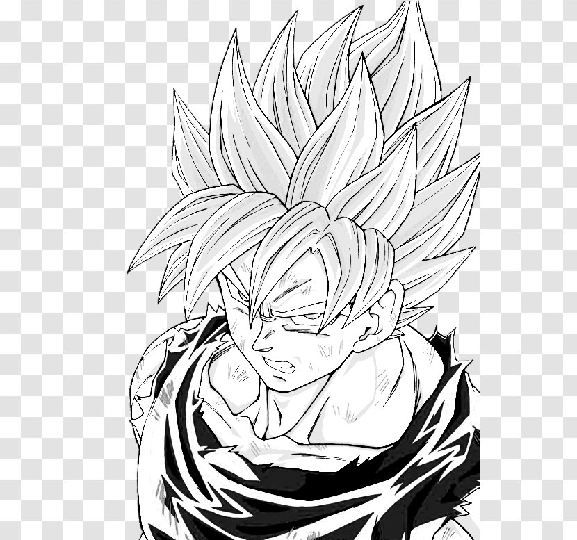 Goku Super Saiyan Sketch Drawing - Silhouette Transparent PNG