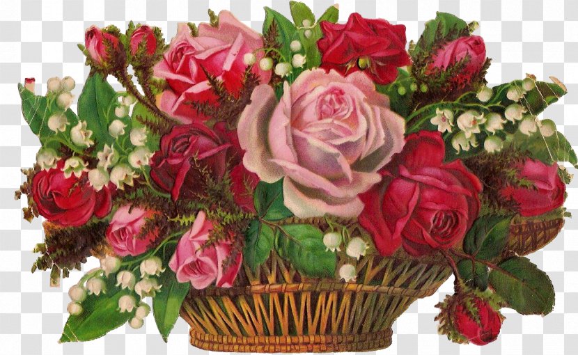 Garden Roses Flower Bouquet Floral Design - Heart - Victorian Basket Transparent PNG
