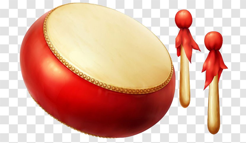 China Drum Percussion Illustration - Heart - Traditional Drumsticks Transparent PNG