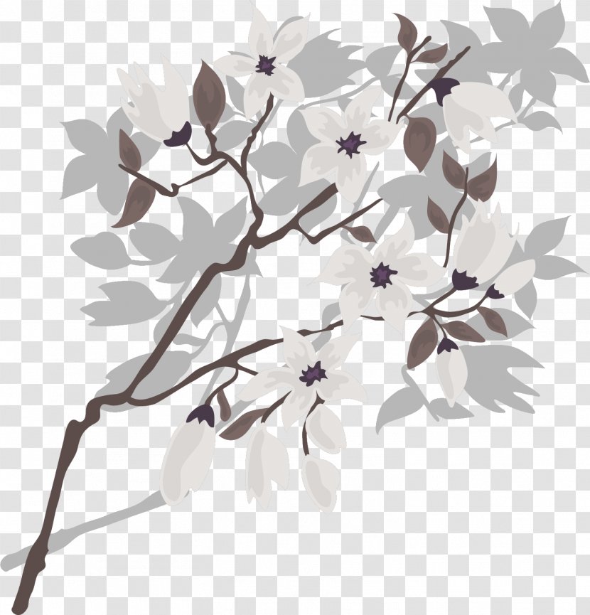 Grey - Twig - Flower Transparent PNG