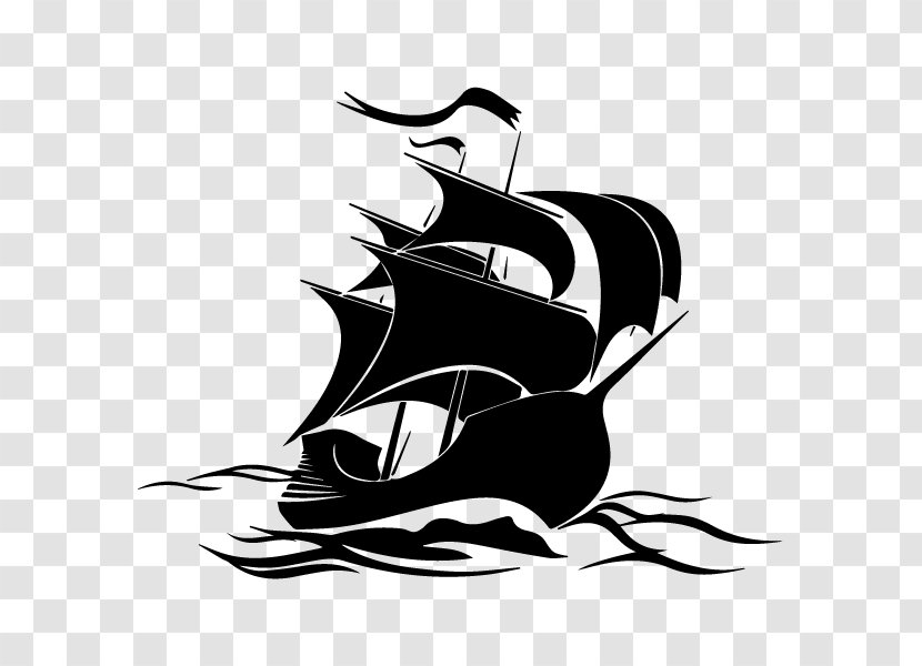 Sailing Ship Wall Decal Boat Logo Piracy - Black Transparent PNG