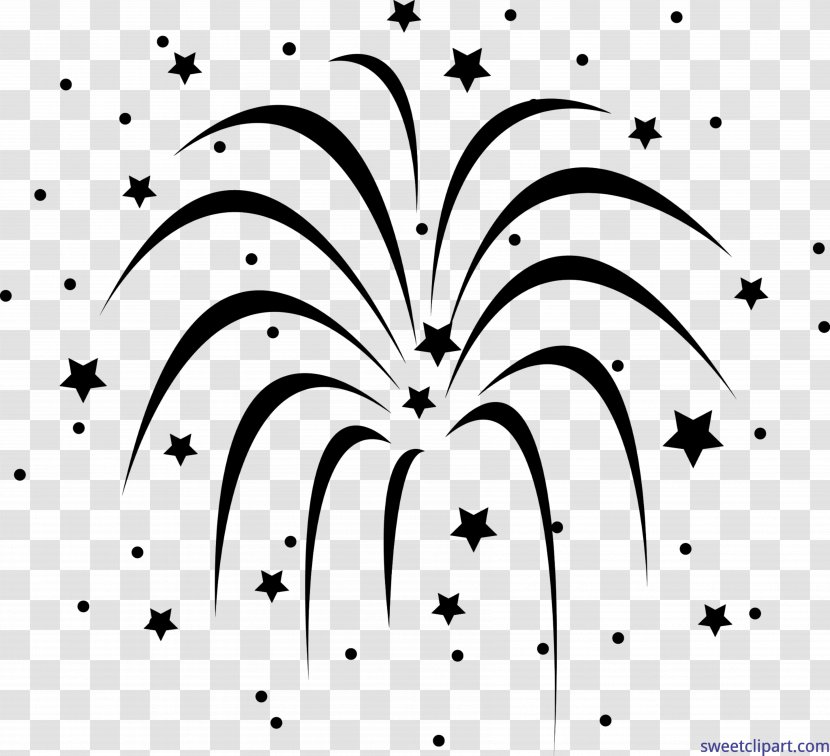 Fireworks Black And White Clip Art - Heart Transparent PNG