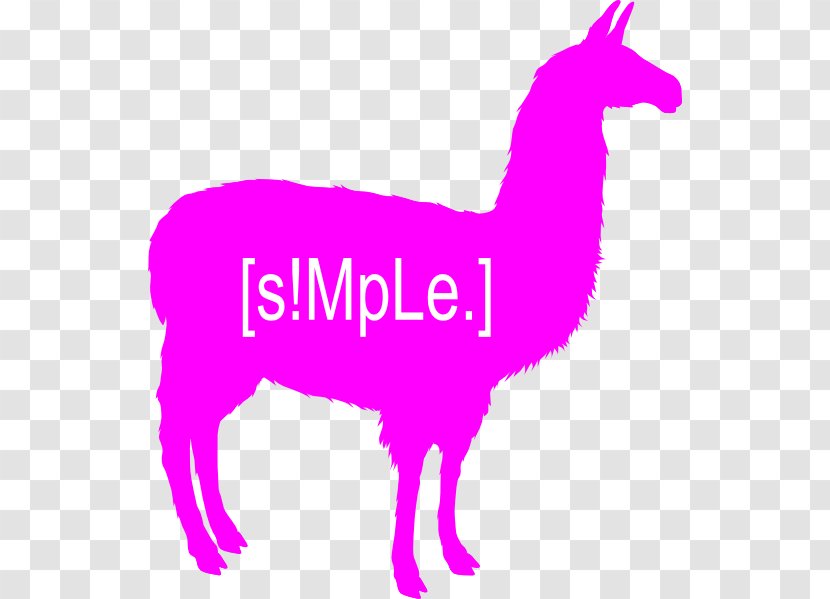 Llama Alpaca Silhouette Clip Art - Pink - Neon Word Transparent PNG