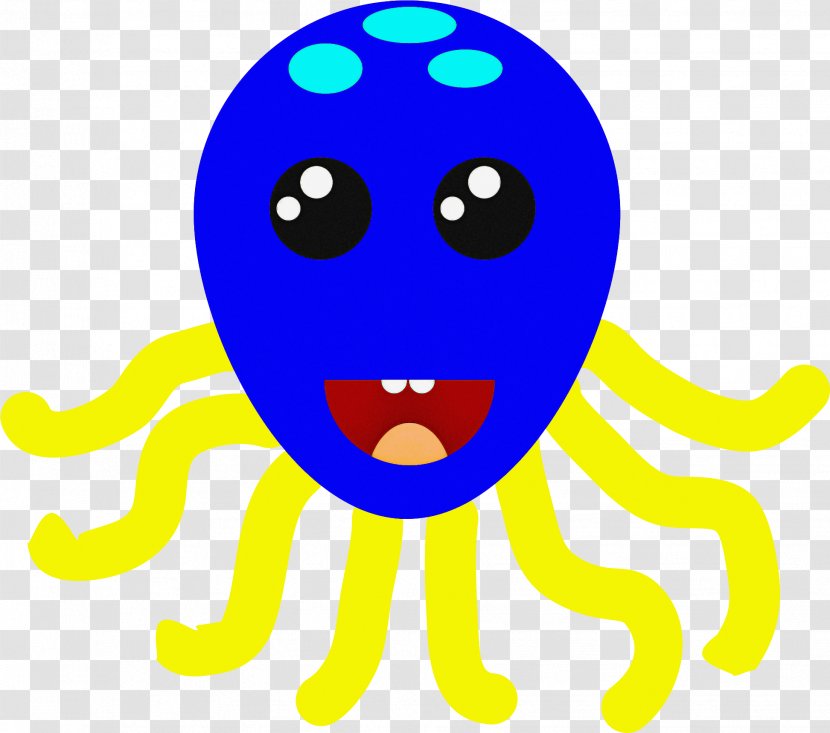 Octopus Cartoon - Smile - Electric Blue Happy Transparent PNG