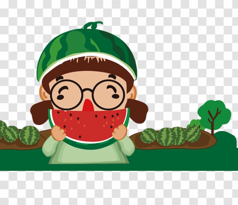 Watermelon Drawing Food - Watercolor - Eat Watermelon,girl Transparent PNG
