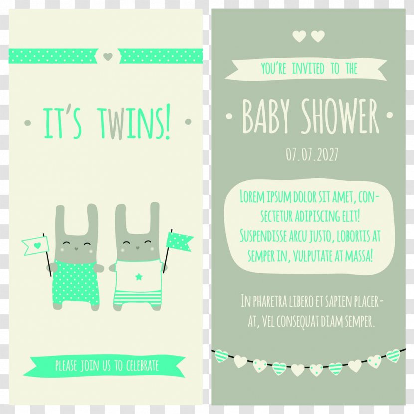 Wedding Invitation Baby Shower Twin Infant - Frame - Vector Transparent PNG