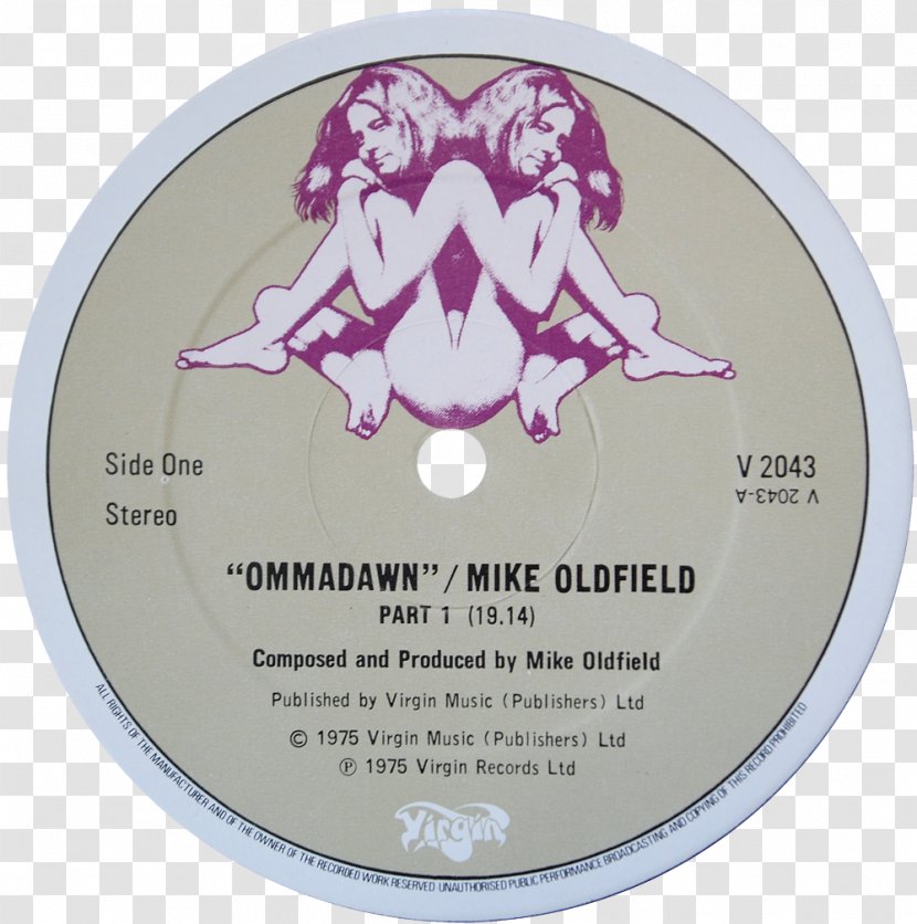 Flying Teapot Gong Ommadawn, Part One Phonograph Record - Label - Virgin Records Transparent PNG