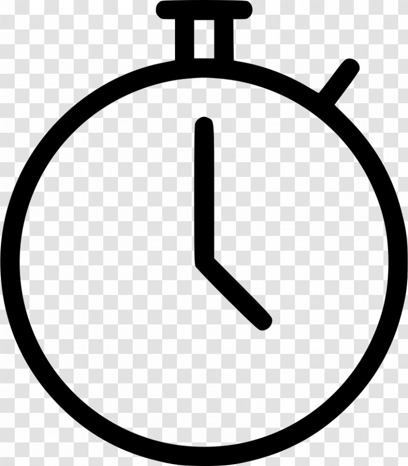 Stopwatch Clock - Black And White Transparent PNG