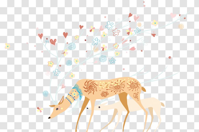 Giraffe Deer Cartoon Illustration - Taobao Transparent PNG