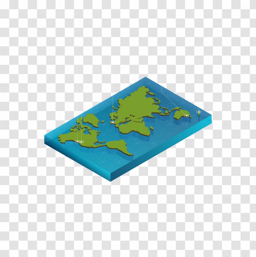 Turquoise - WORLD MAP 3D Transparent PNG