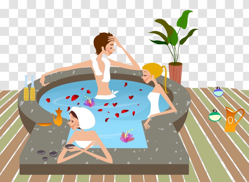 Hot Spring Cartoon Illustration - Element - Bathtub Transparent PNG