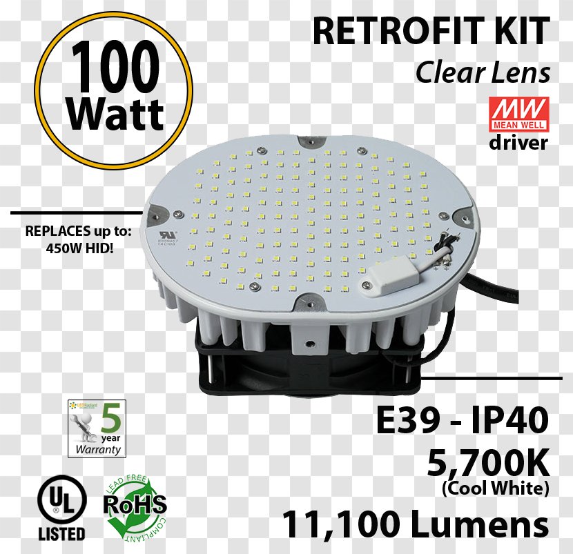 Light Fixture Retrofitting High-intensity Discharge Lamp LED - Brand - Luminous Efficiency Transparent PNG