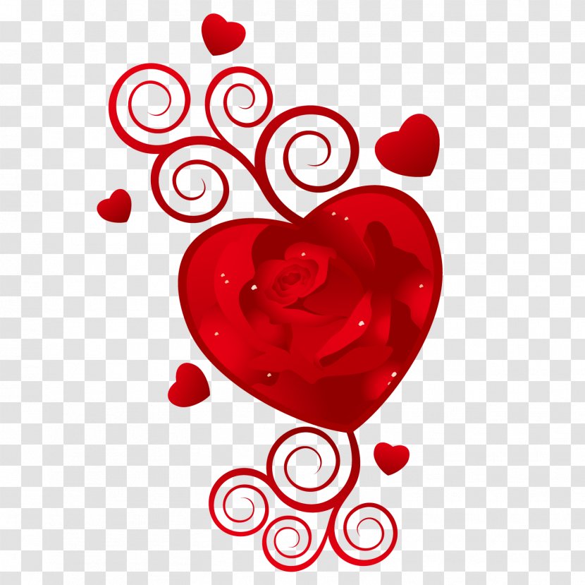 Happy Valentines Day February 14 Wish - Cartoon - Red Rose Heart Vector Transparent PNG