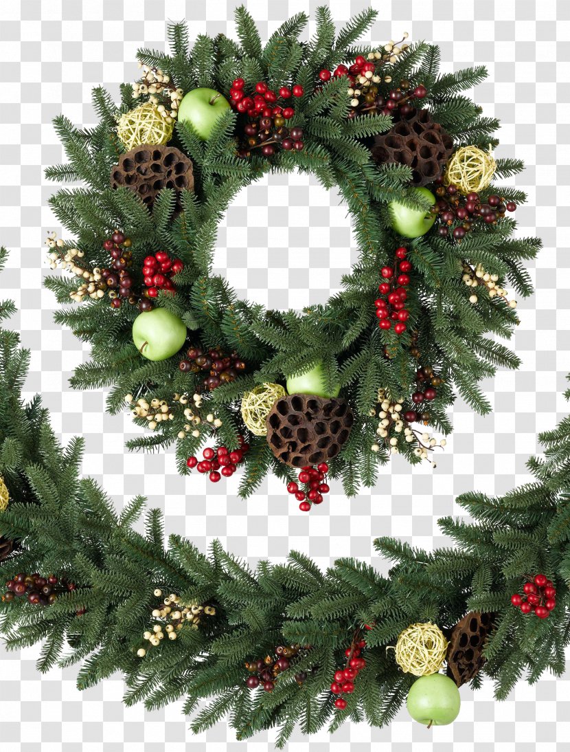 Balsam Hill Artificial Christmas Tree Wreath Garland - Ornament - Transparent Background Transparent PNG