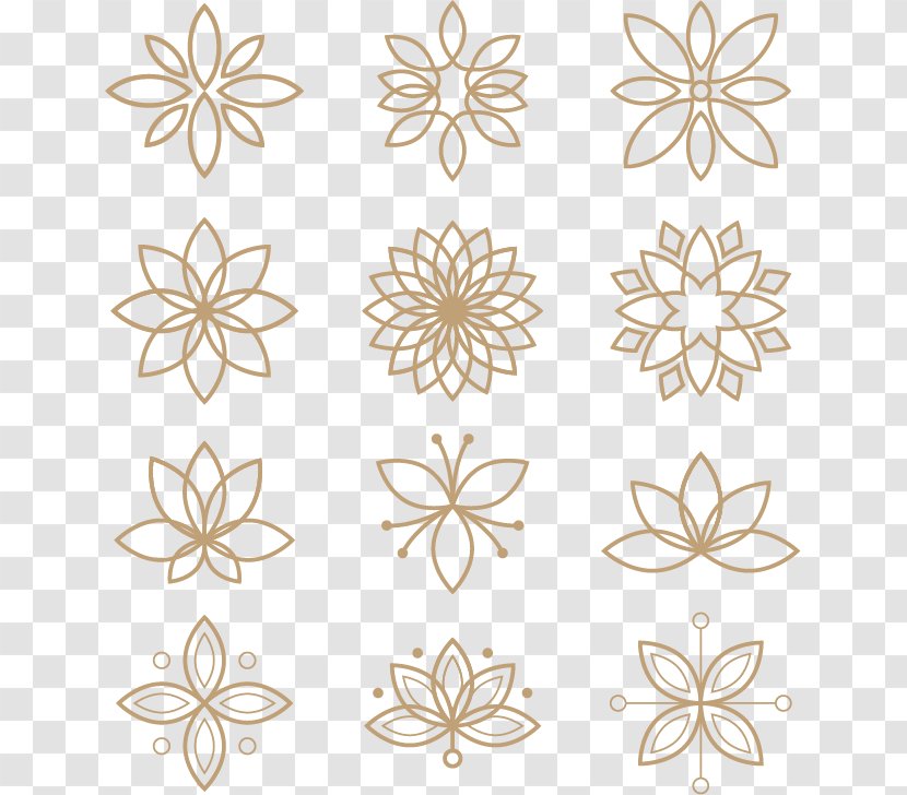 Flower Euclidean Vector Icon - Gold - Golden Religious Flowers Transparent PNG