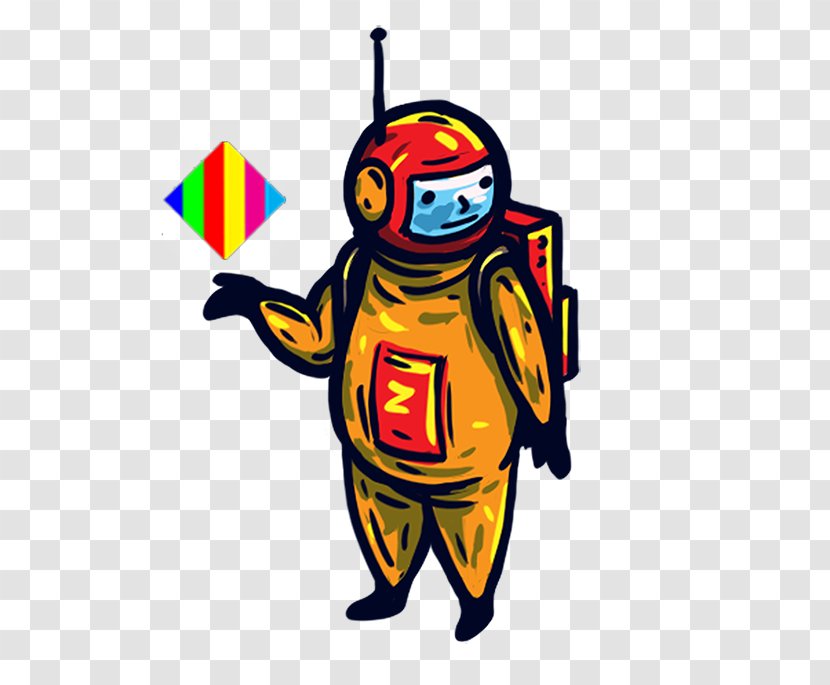 Astronaut Cartoon - Yellow - Character Created By Transparent PNG