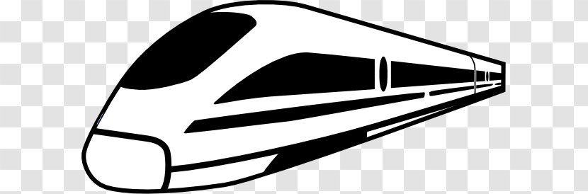 Train Rapid Transit Rail Transport Clip Art - Black And White - Outline Transparent PNG