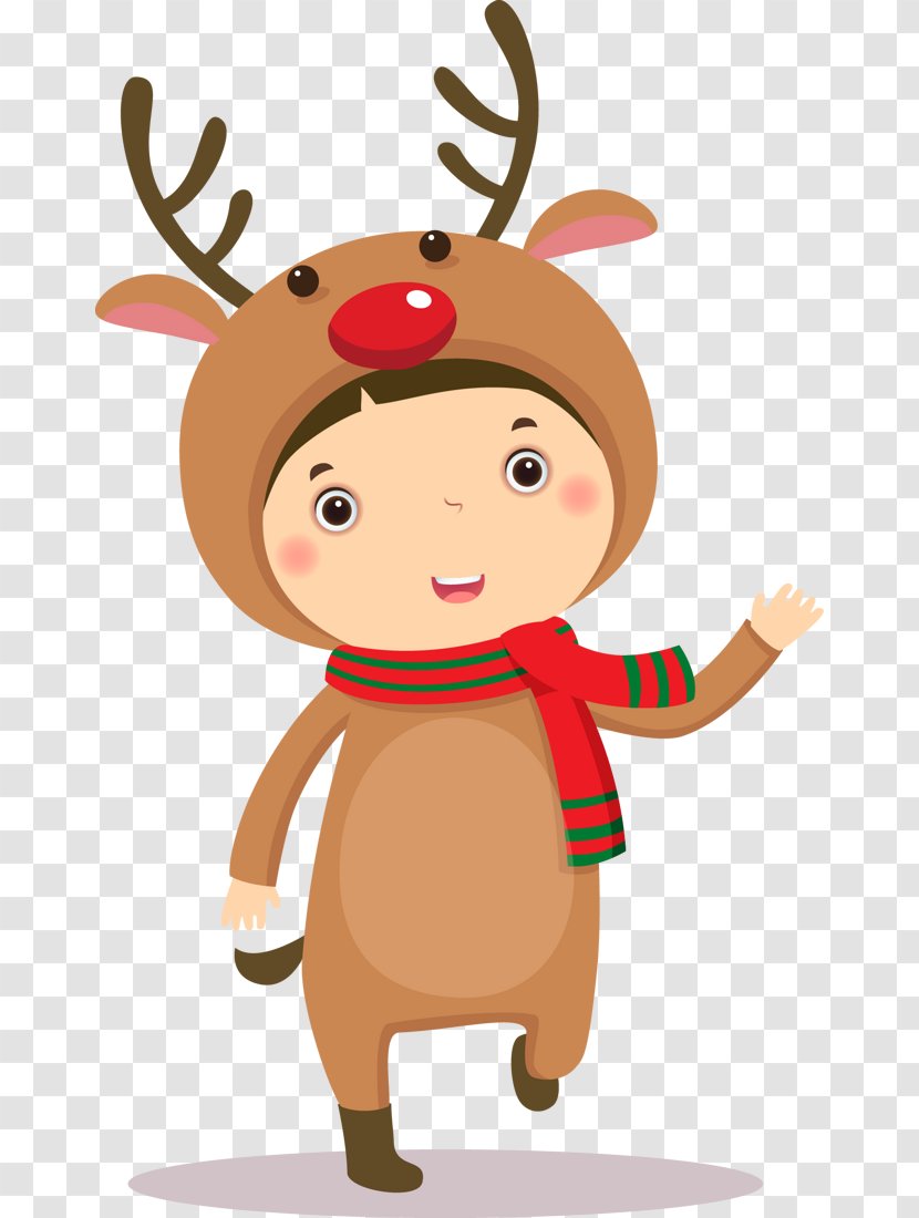 Santa Claus Clip Art Child Christmas Day - Reindeer - Animated Boy Transparent PNG