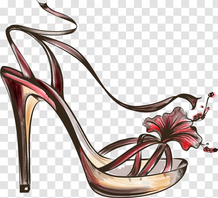 Sandal Shoe Fashion High-heeled Footwear - Cartoon Hand-painted Sketch Sandals Transparent PNG