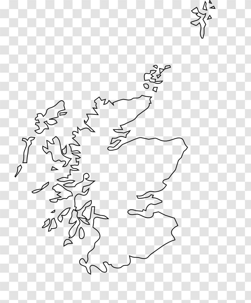 Scotland Blank Map Outline Clip Art - Black - Exquisite Graphics Painting Transparent PNG