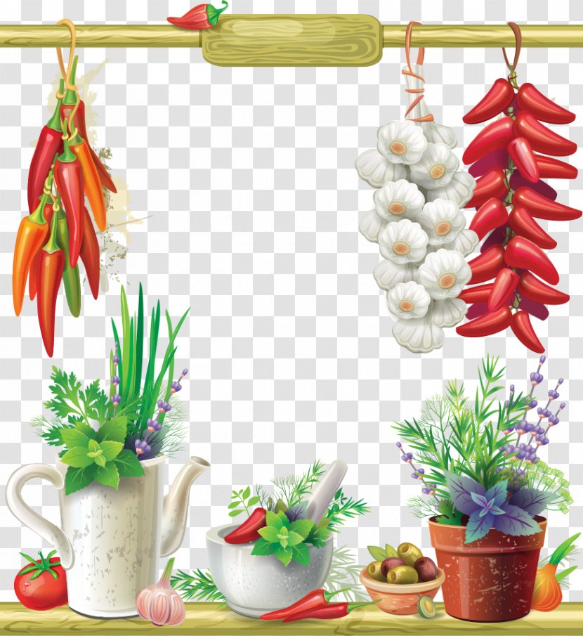 Photography Illustration - Cut Flowers - Vector Peppers And Garlic Plants Transparent PNG