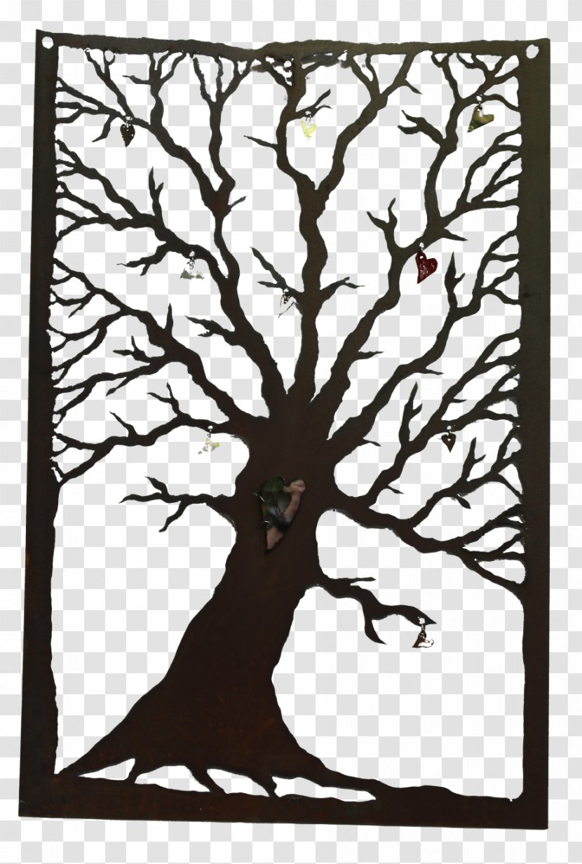Woody Plant Tree Art Drawing - Black And White - Heart Transparent PNG