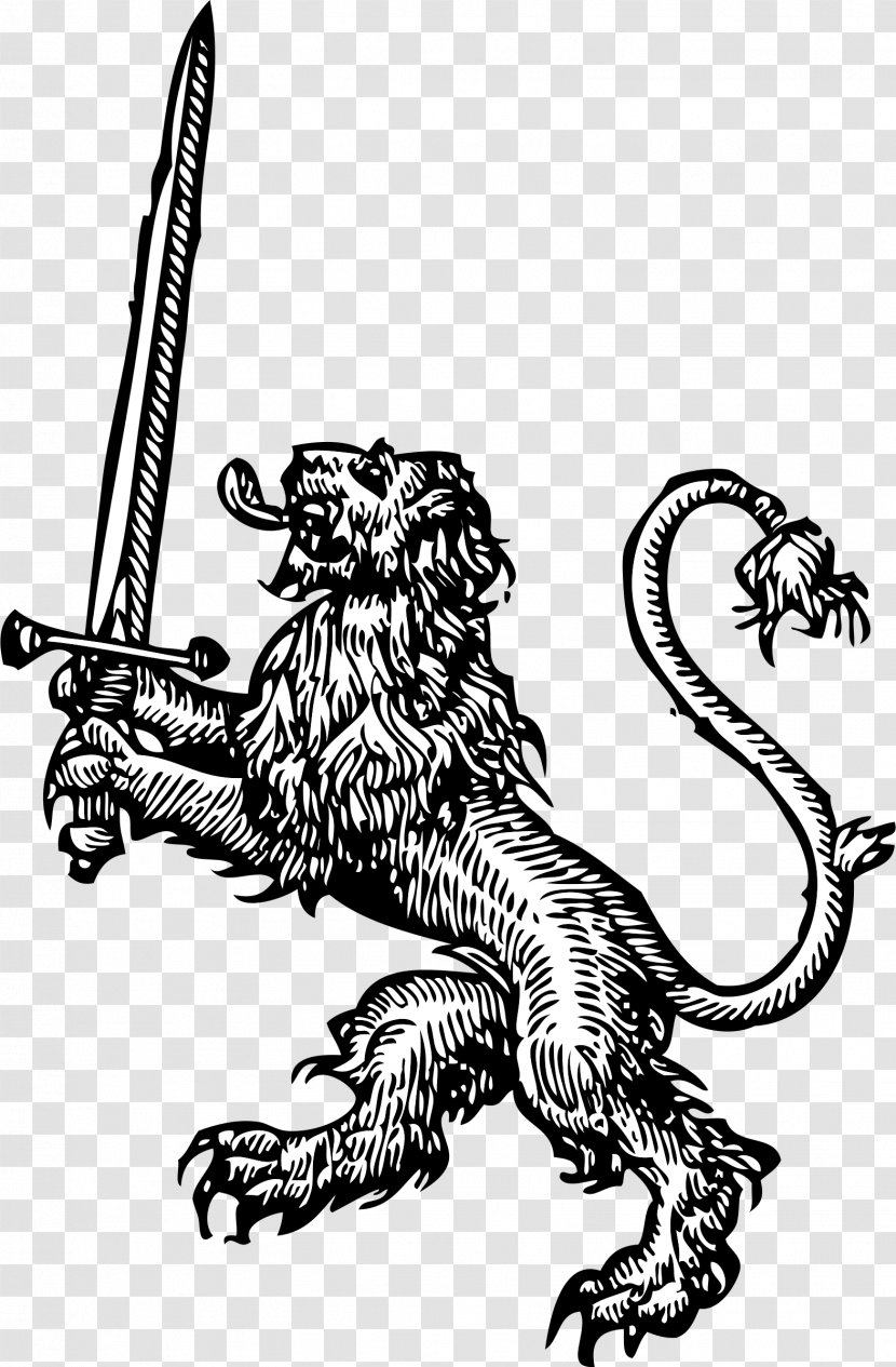 Lion Sword Clip Art - Line - Middle Ages Transparent PNG