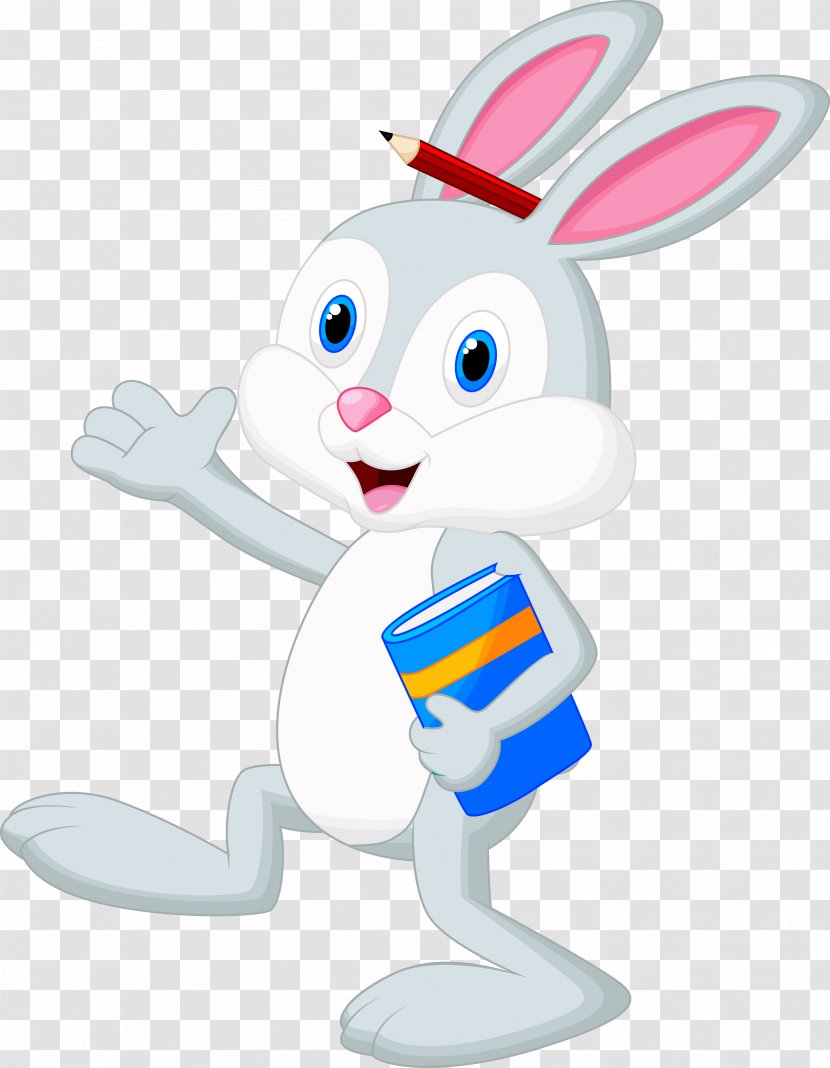 Cartoon Royalty-free Clip Art - Vector Rabbit Reading Transparent PNG