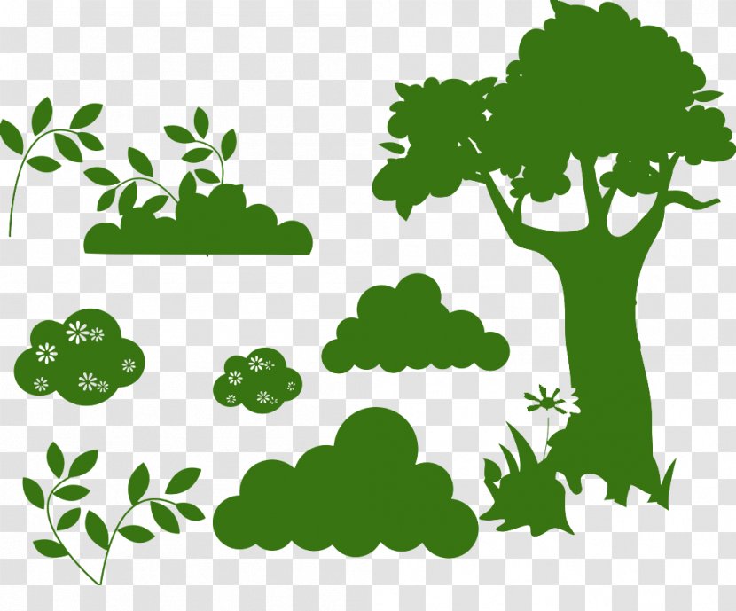 Cartoon Green - Tree - Background Decorative Plant Material Transparent PNG