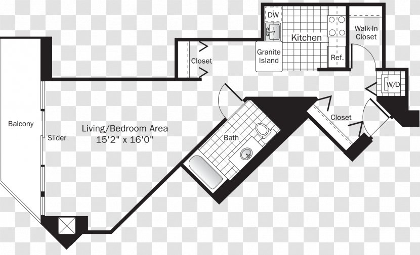 Grand Plaza I Floor Plan Studio Apartment Bedroom - Structure Transparent PNG