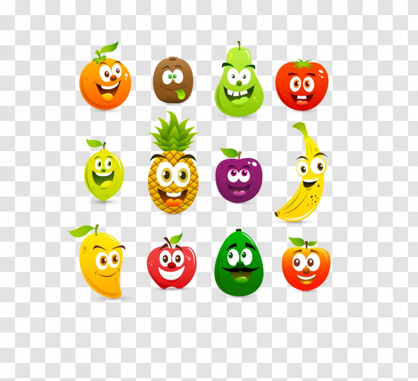 Fruit Cartoon Clip Art - Vector Color Anthropomorphic Smile Creative Transparent PNG