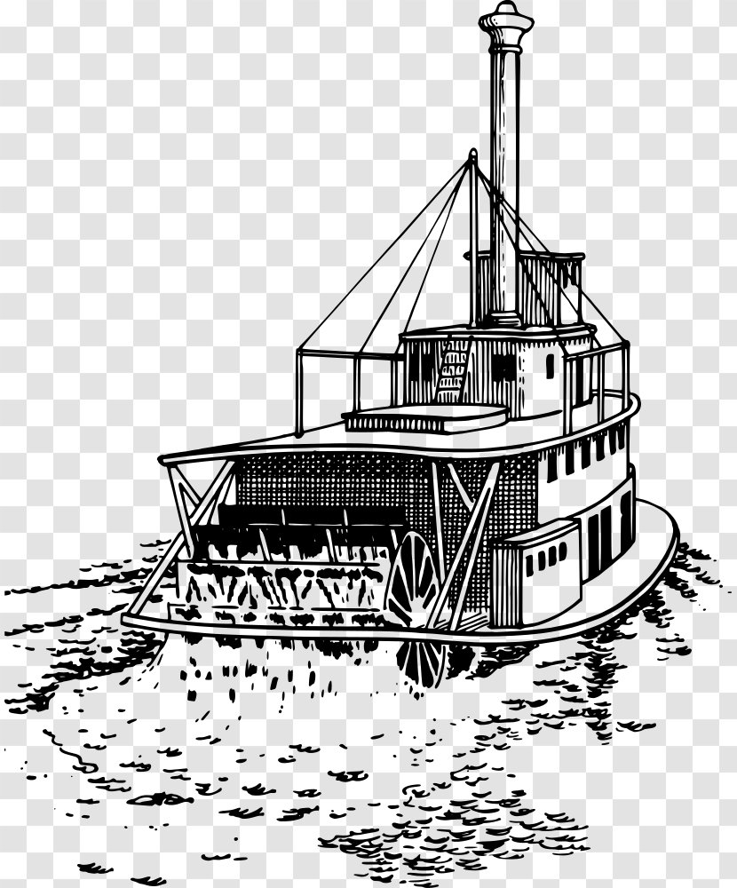 Steamboat Riverboat Paddle Steamer Ship - Drawing Transparent PNG